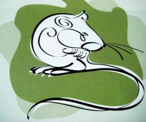 Puzzle Ο αρουραίος, το πρόσημο του αρουραίου, το Έτος του Rat. Το πρώτο σημάδι από τα δώδεκα ζώα του κινεζικού ζωδιακού κύκλου